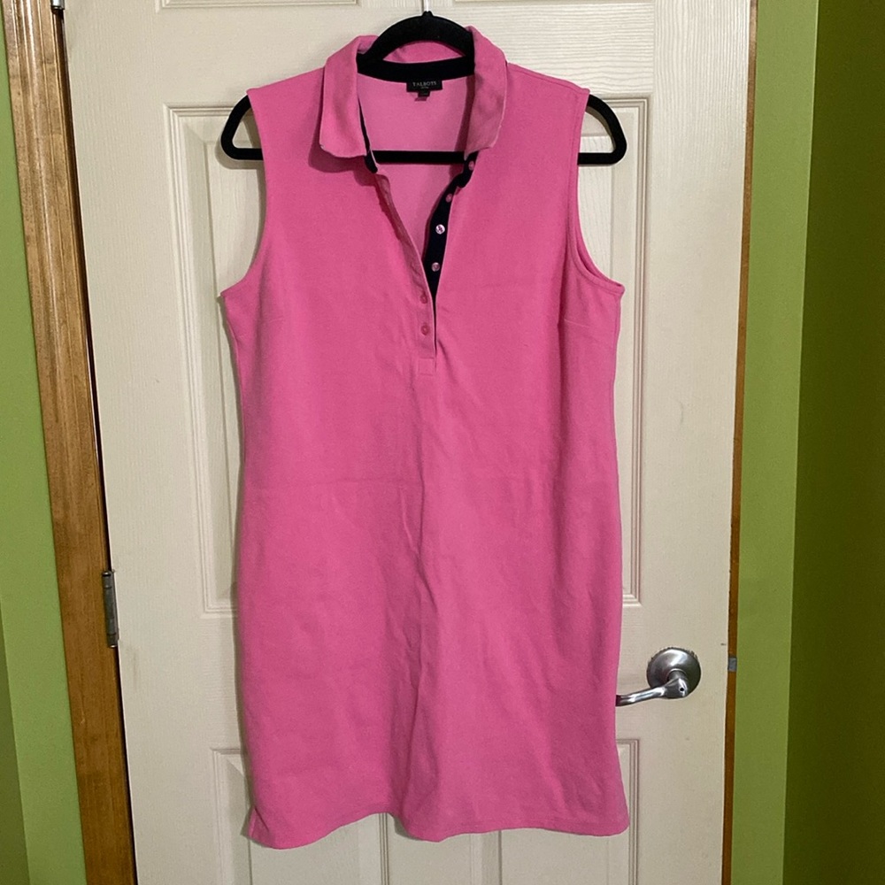 Talbots Barbie pink and blk trim ptp 19 length 36. Cotton